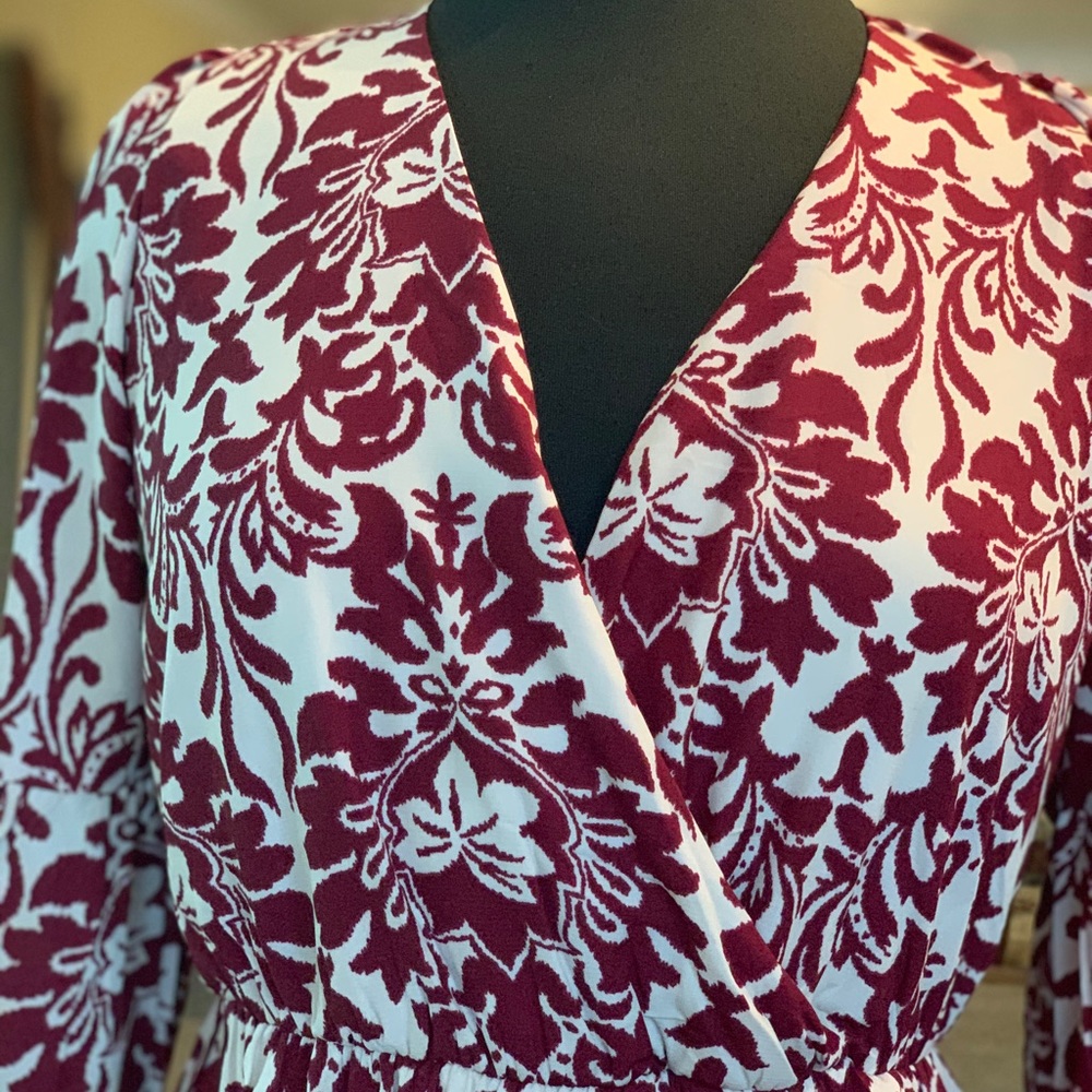 Pink Owl burgundy cream dress sz M
